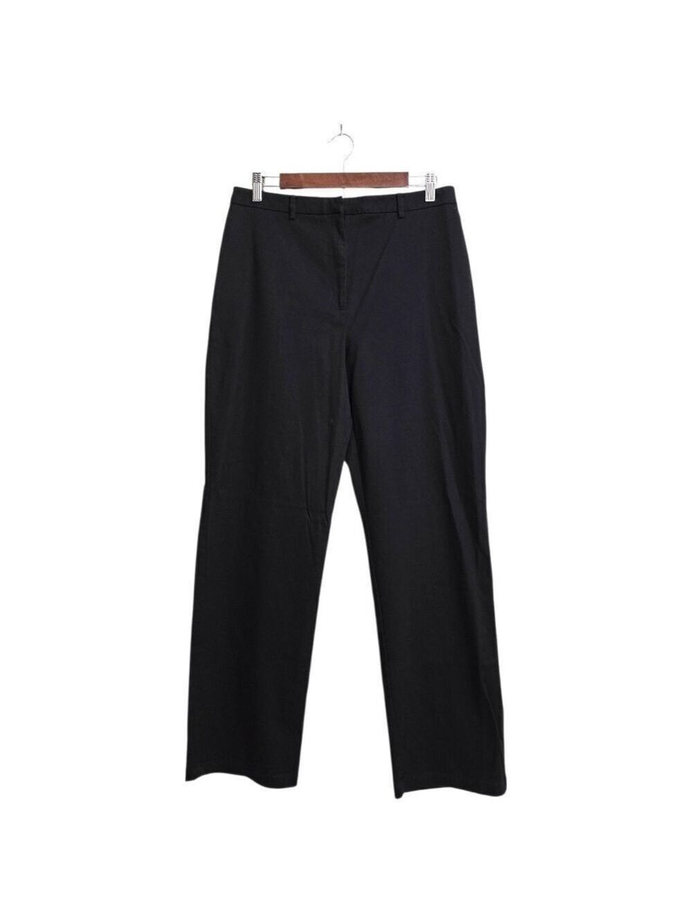 Eddie Bauer Vintage Black High Rise Flat Front Straight Leg Trousers Sz 12